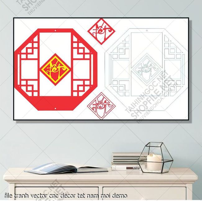 file tranh vector cnc decor tet nam moi